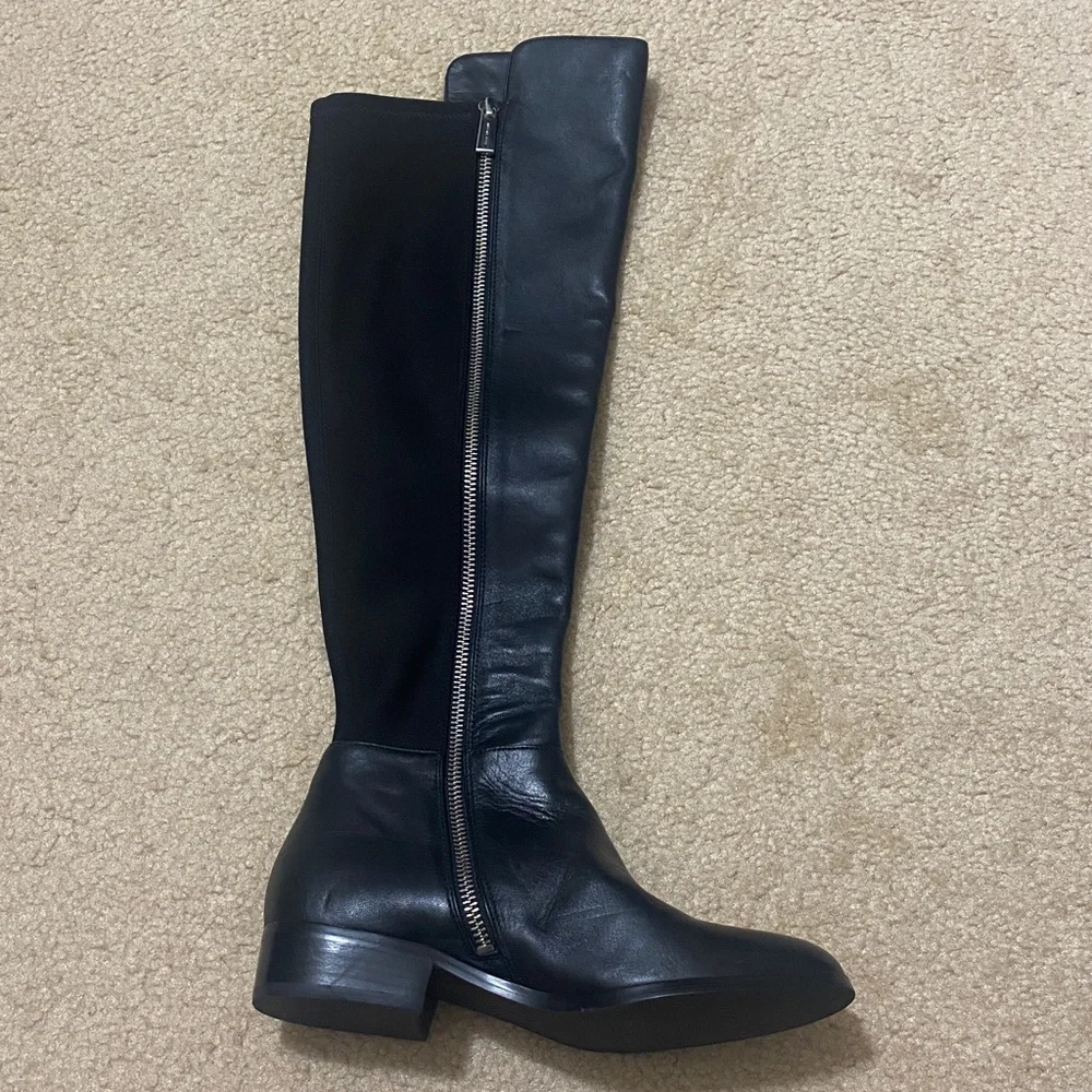 NWOB MICHAEL KORS Poly-Spandex & Black Leather Boots w MK Logo Women's Size 5M